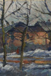 Ural. Village  (oil on cardboard 24×66 1960-ies)