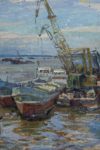 Kamchatka. Port  (oil on paper 39×58 1970-ies)