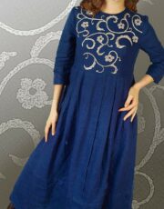 Blue and silver (dress, flax, embroidery)
