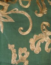 Green and bronze (dress, flax, embroidery), fragment