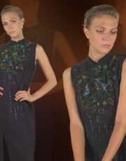 Nocturne (dress, flax, bead embroidery)