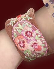 velvet bracelet (hand embroidery with silk and beads)