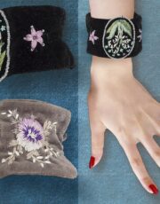 velvet bracelets (hand embroidery with silk and beads)