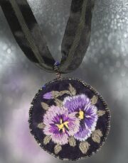 velvet necklace (hand embroidery with silk and beads)