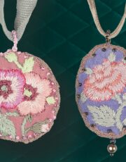 velvet necklaces (hand embroidery with silk and beads)d beads) V