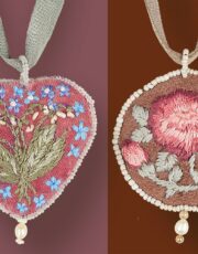 velvet necklaces (hand embroidery with silk and beads)